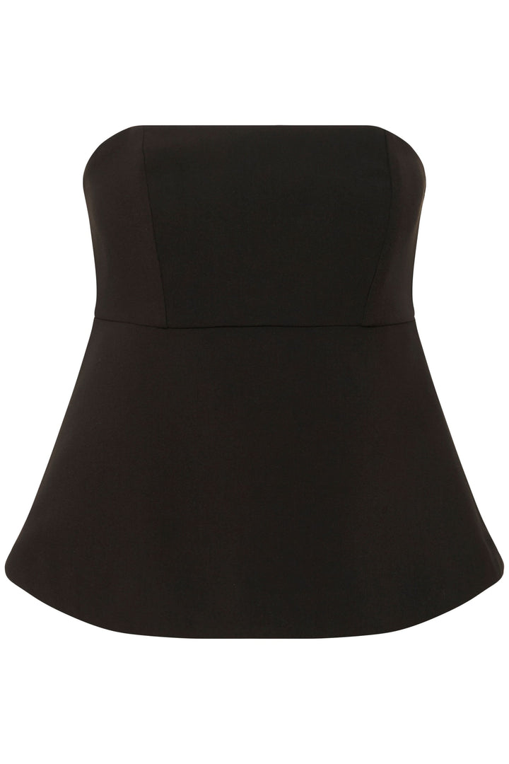Camisole Zoeh bustier structurée, élégante et moderne, sans bretelles, coupe ajustée, silhouette féminine, noire, pour occasions habillées.