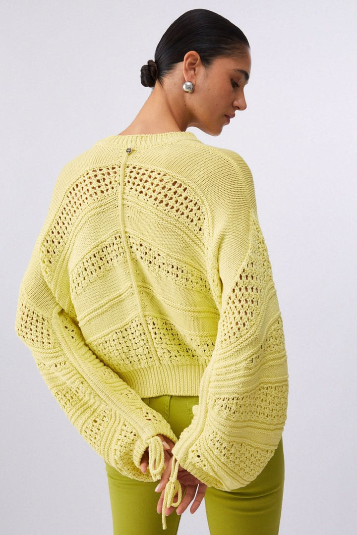 Long-sleeve openwork sweater