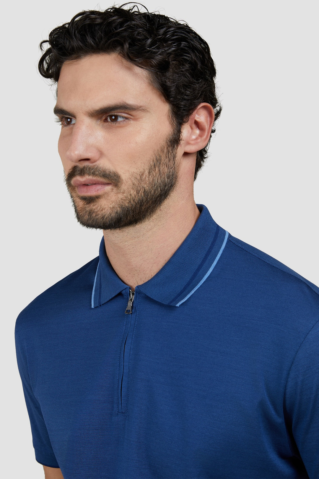 Cotton zipped polo shirt