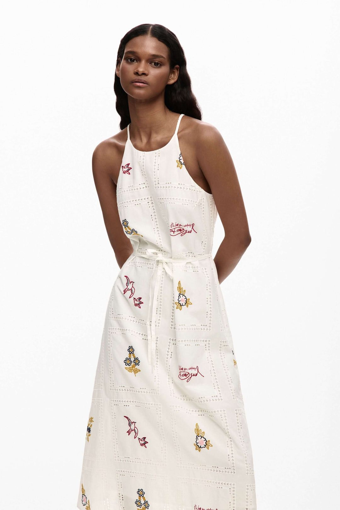 Midi dress with delicate embroidery