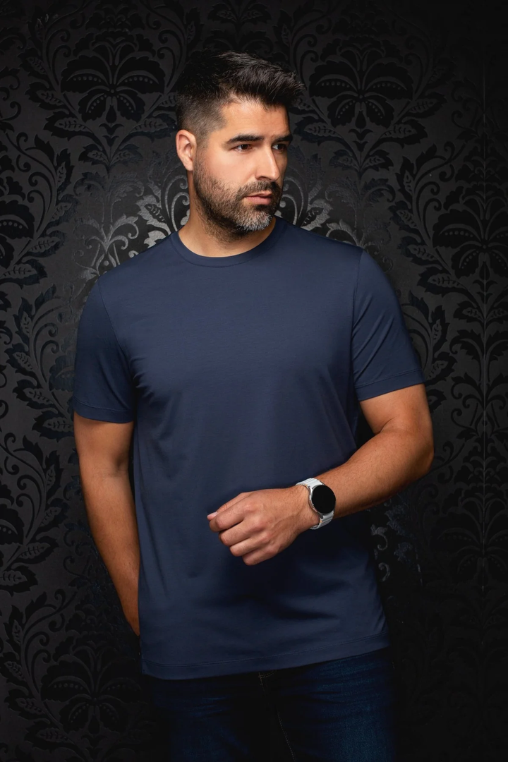 Crew-neck T-shirt in modal and mercerized cotton 