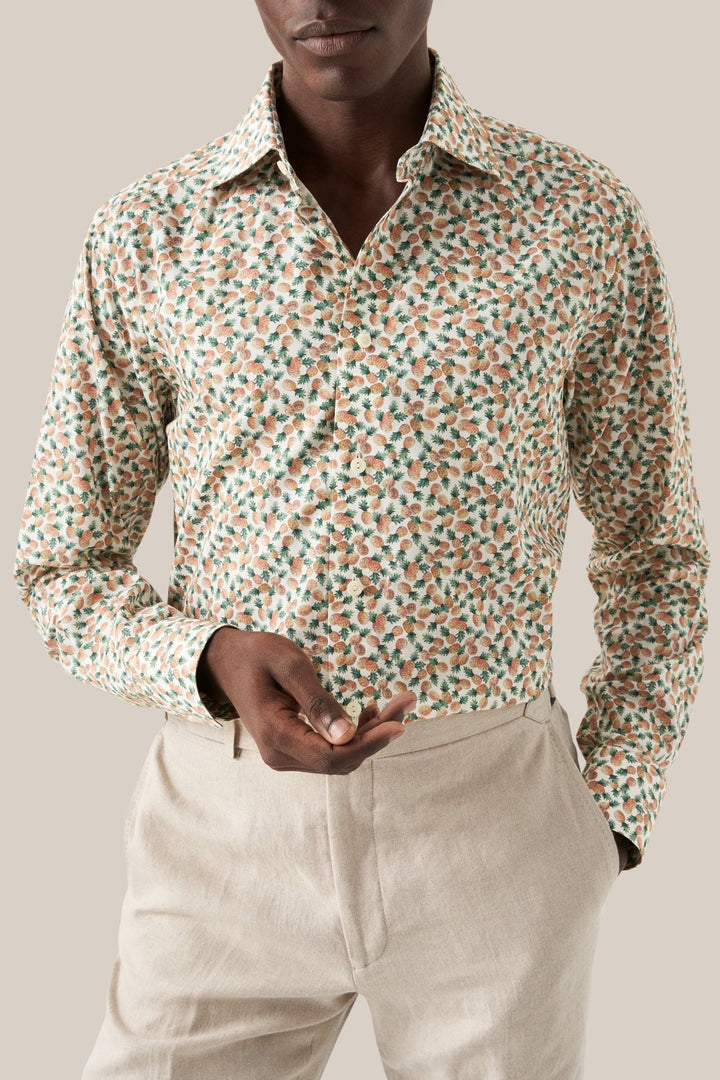 Pineapple print cotton and TENCEL shirt