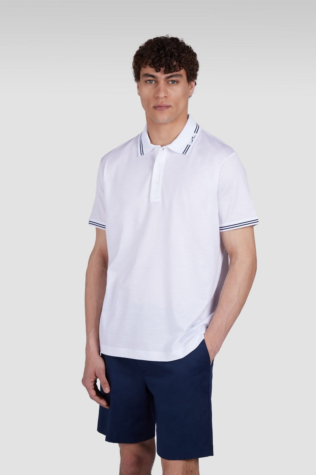 Cotton polo shirt with contrasting collar