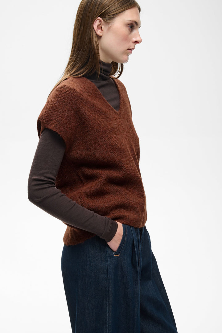 Veste sans manches Guna en maille à col V