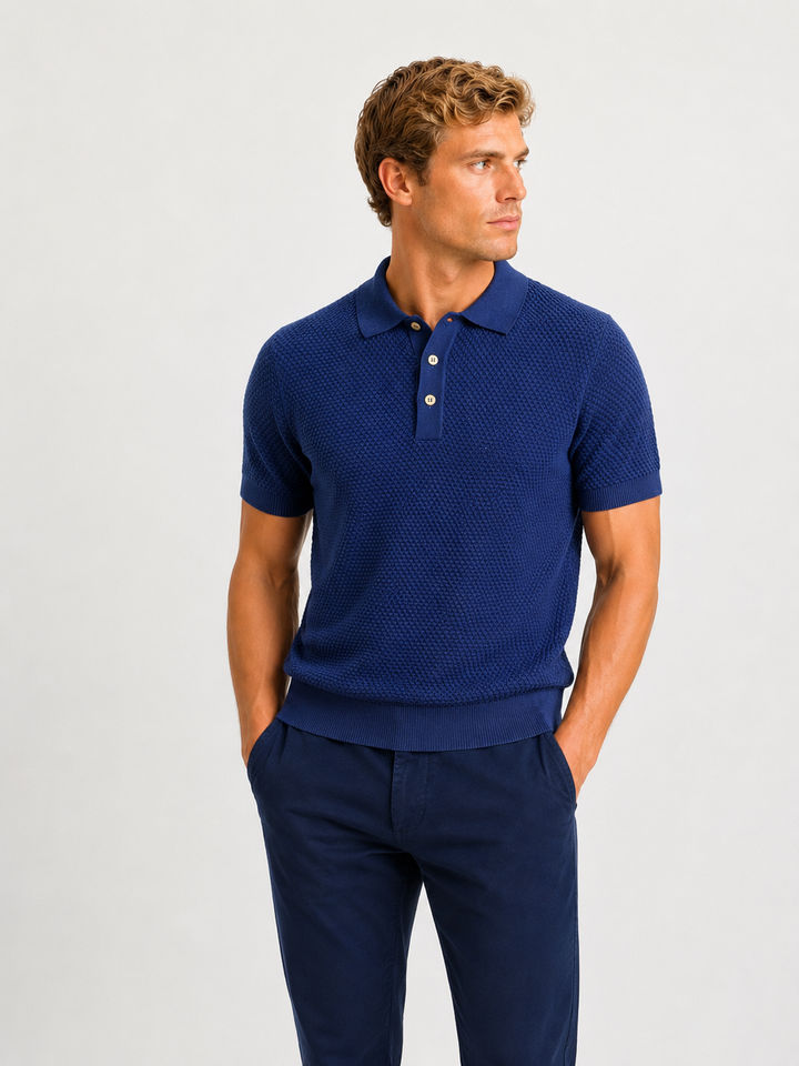 Textured cotton polo shirt