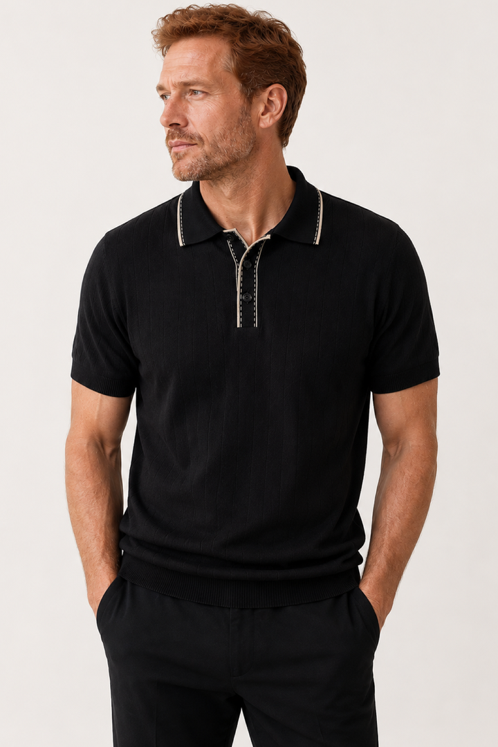 Polo texturé avec détail au col