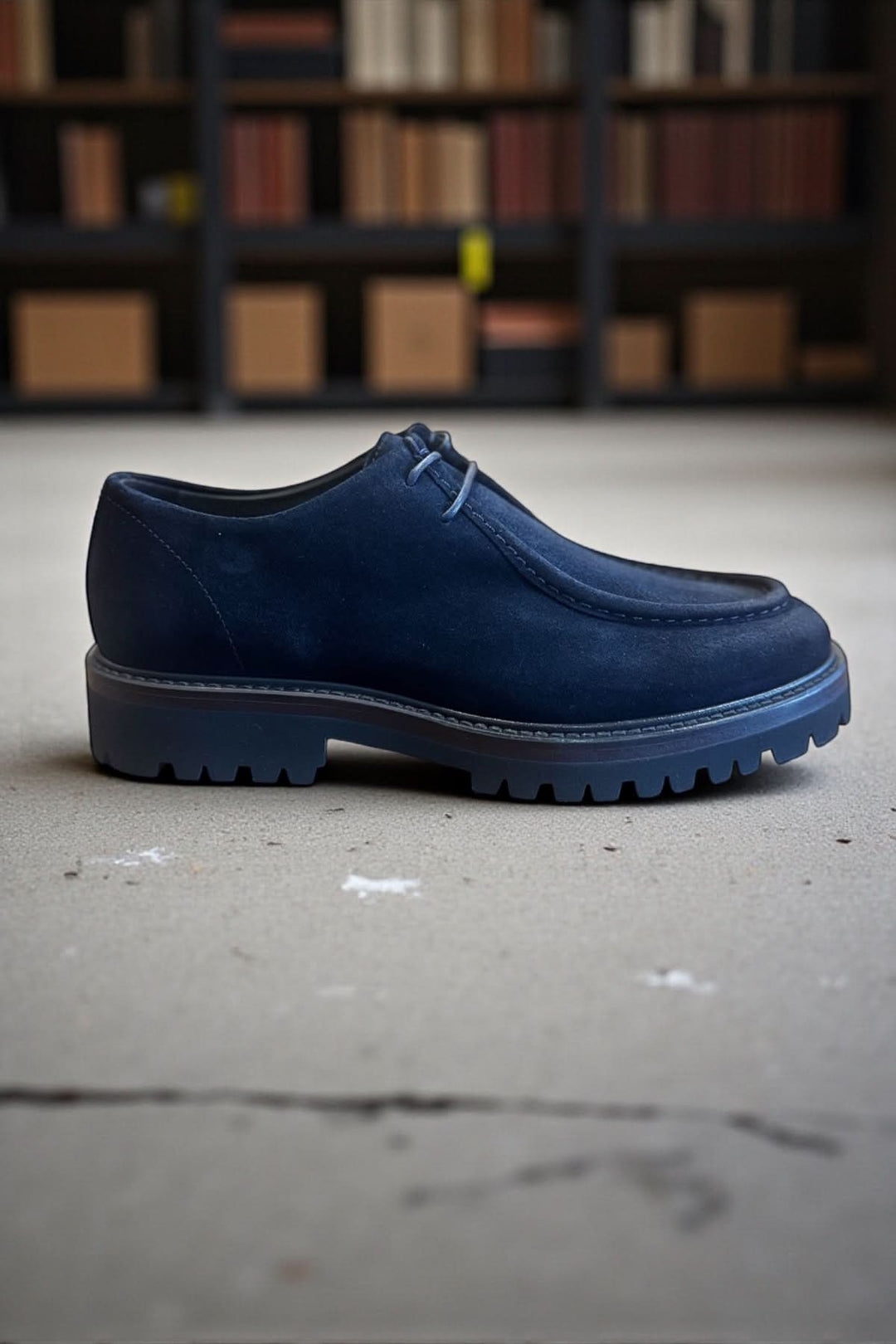 Men's suede calfskin shoe with rubber sole
