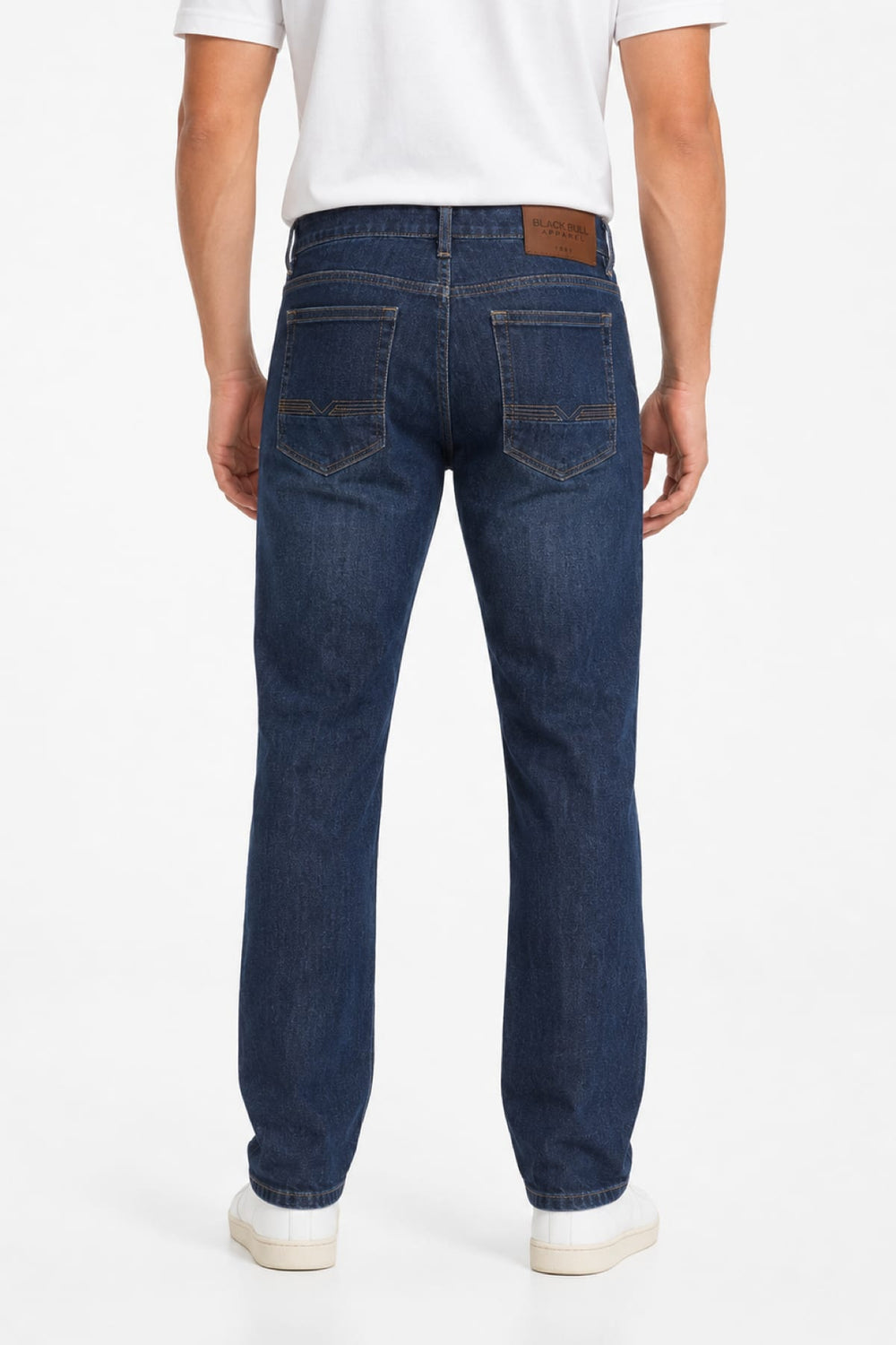 Vue latérale jean noir avec coutures contrastées Black Bull pour homme - Valérie Simon