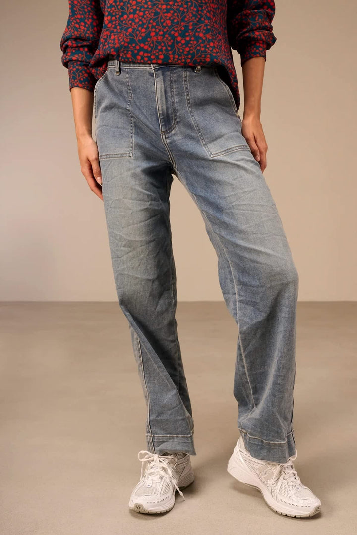 Jean droit à taille haute et poches plaquées pour femme Nile