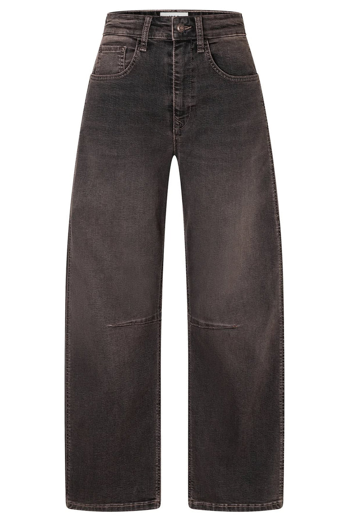 Jean Ohio à jambe large style utilitaire bleu vue de face pour femme Mac Jeans