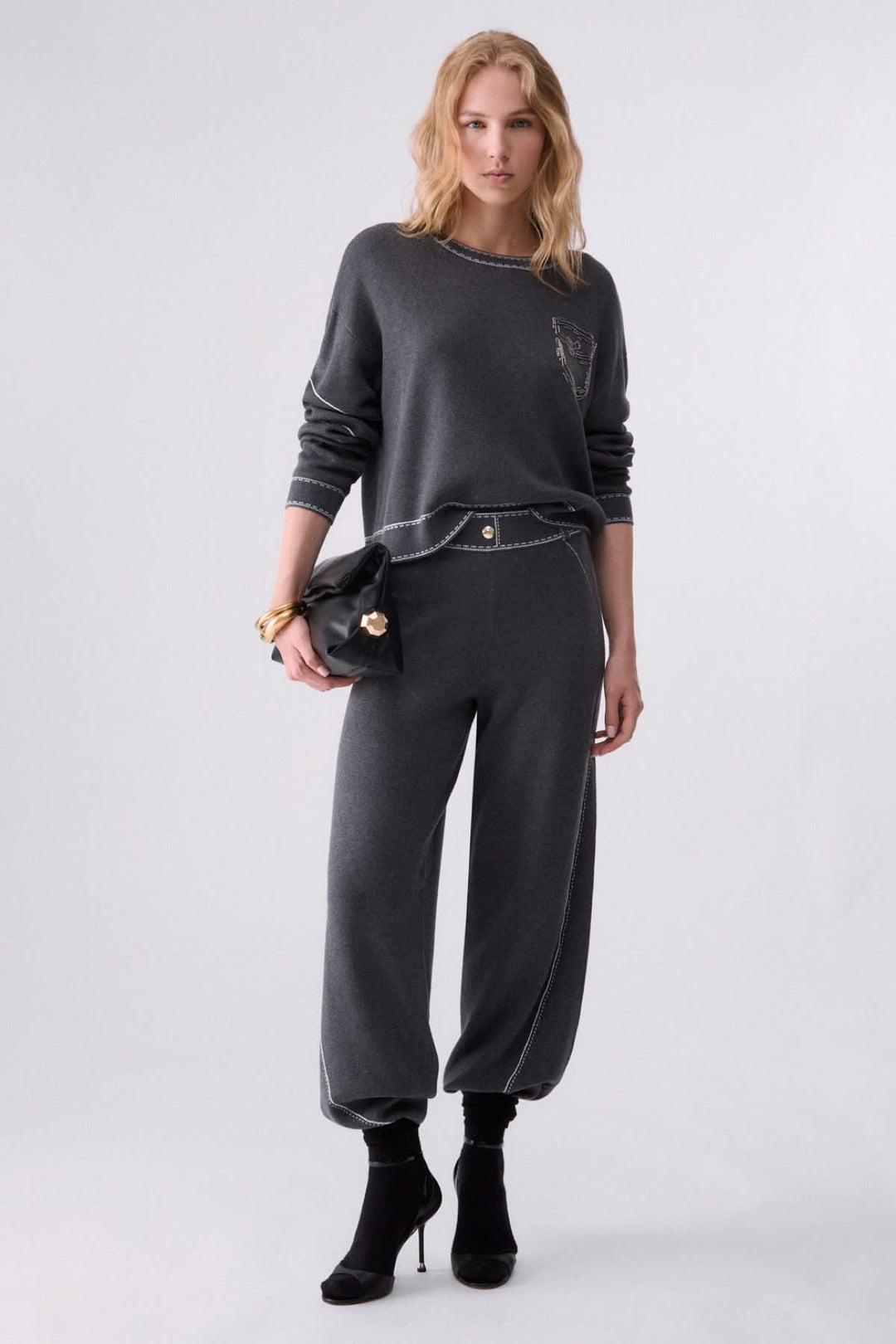 Jogging à surpiqûres contrastantes pour femme liujo