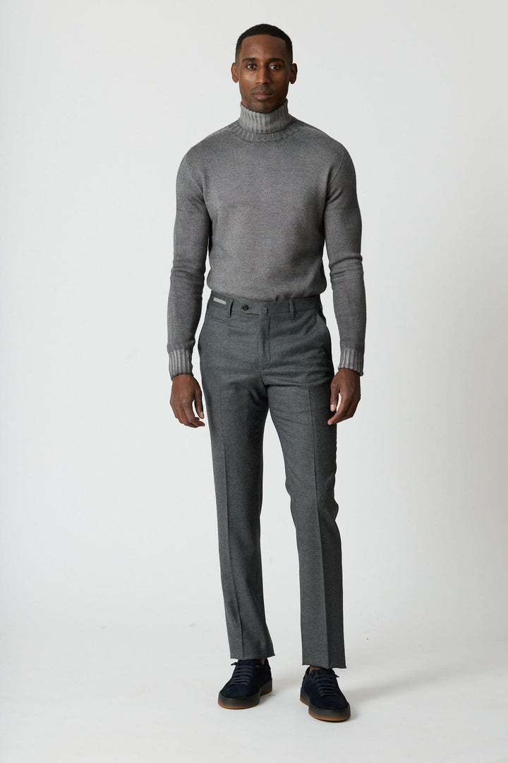 Pantalon habillé en laine à petits carreaux
