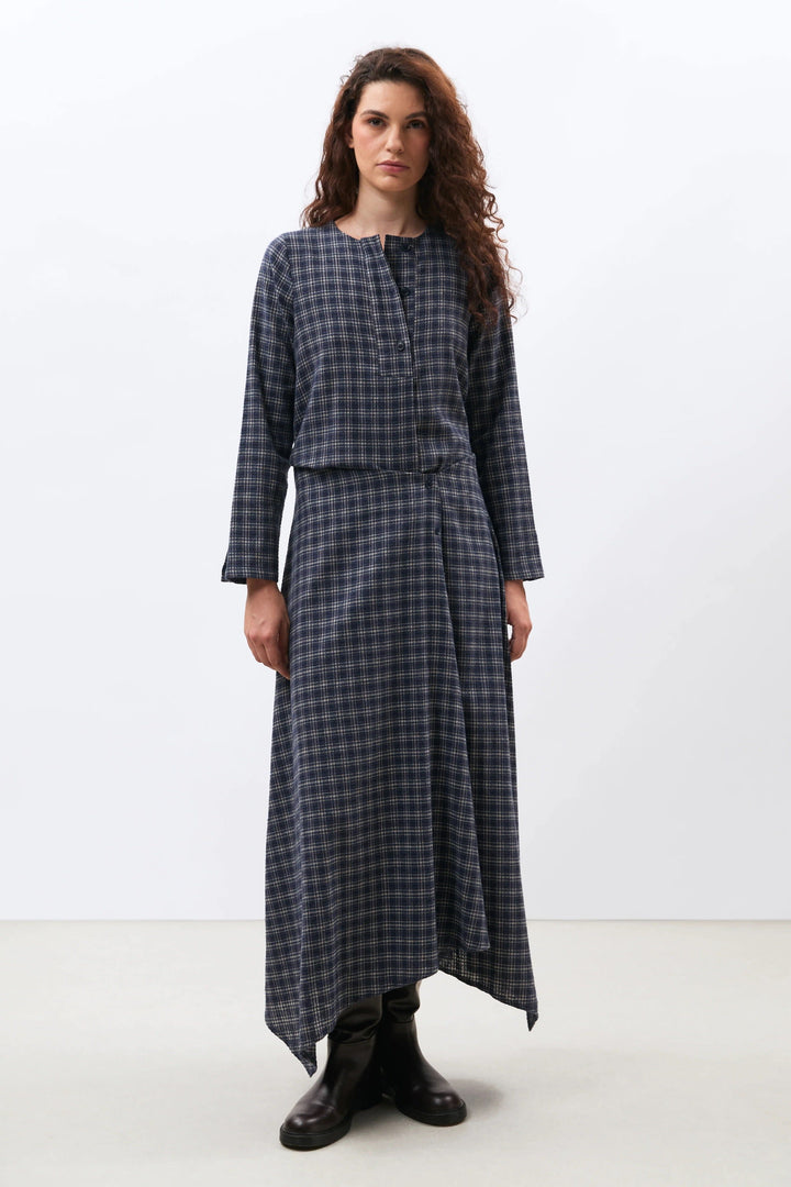 Jupe longue asymétrique à carreaux pour femme Humility