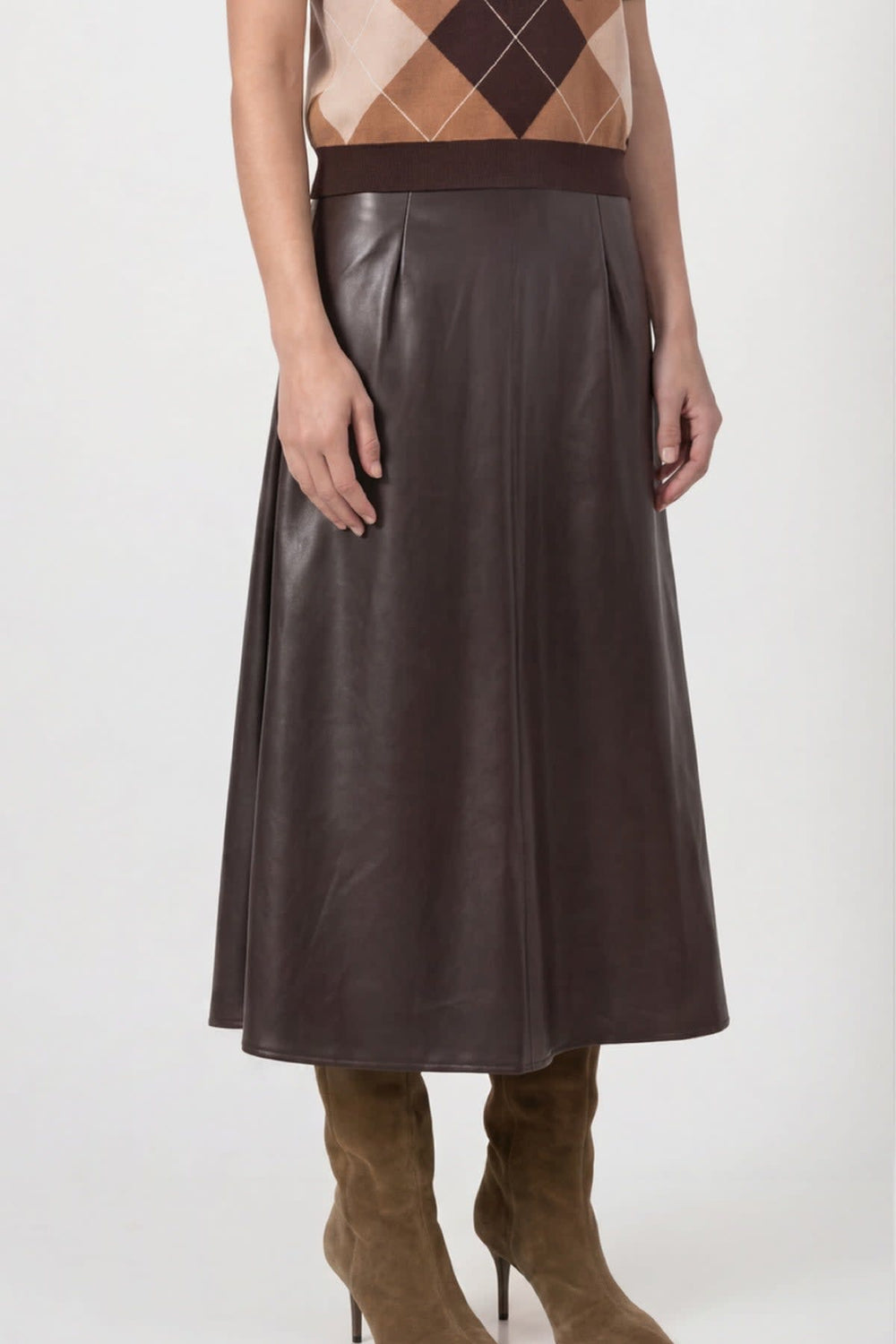 Women's Monari faux leather flared midi skirt