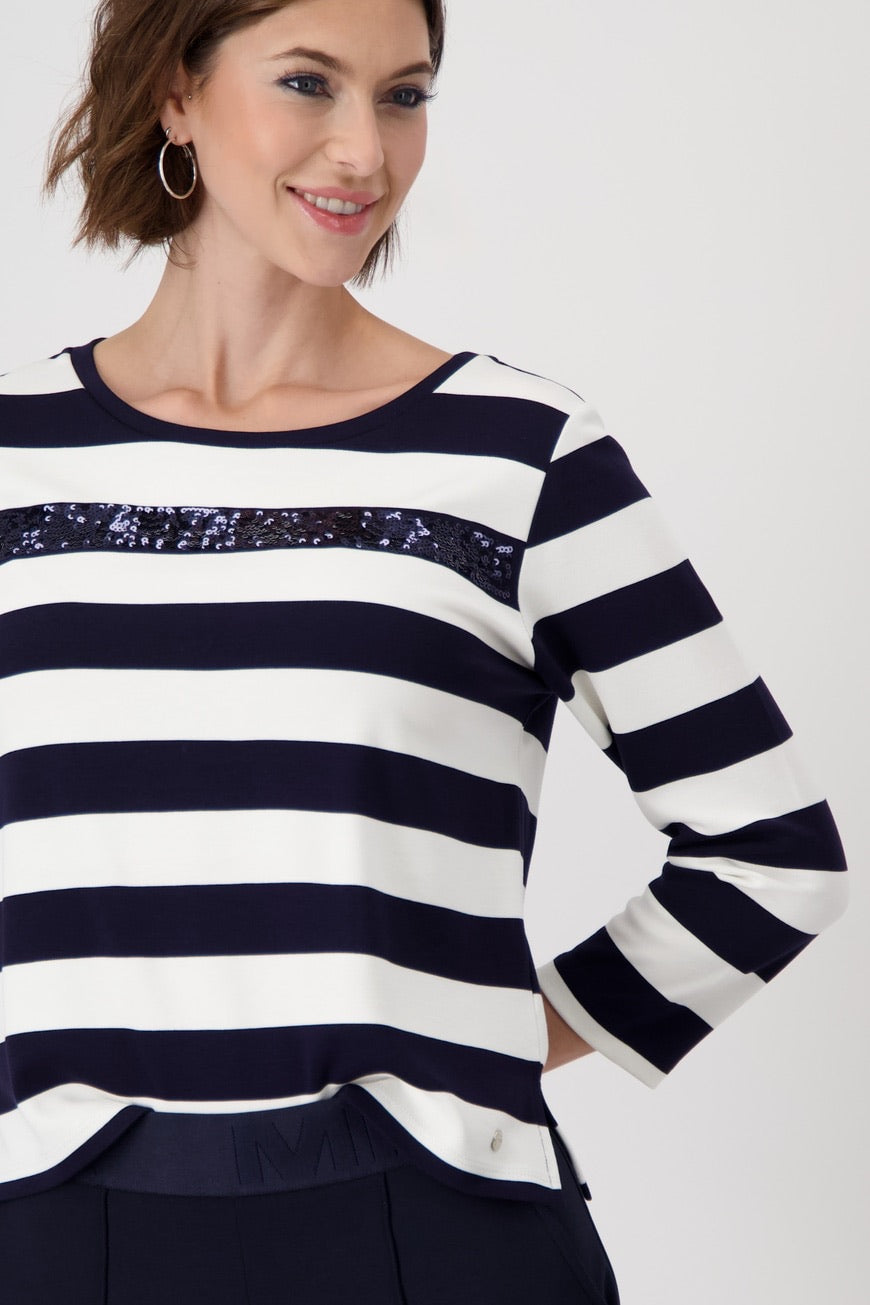 Striped sweatshirt fabric sweater