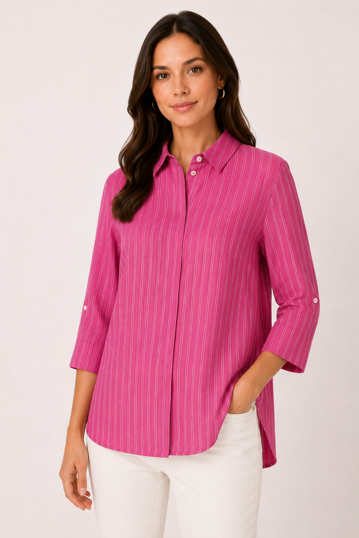 Vicki Striped Shirt with 3/4-Length Sleeves