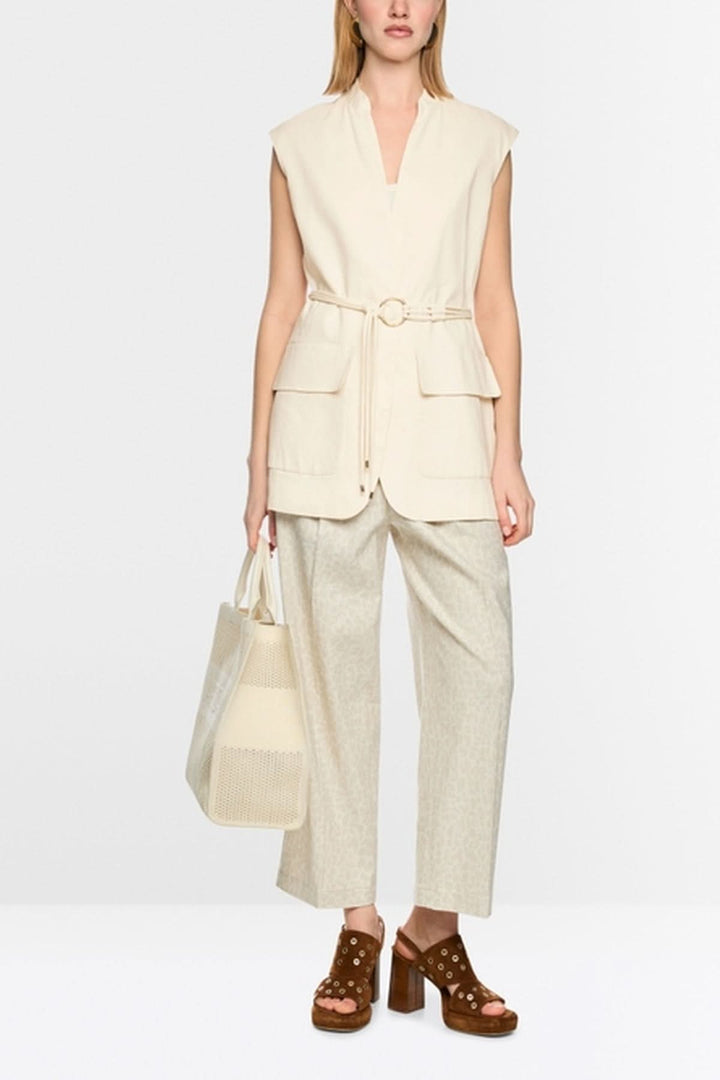 Long safari vest made of a linen blend