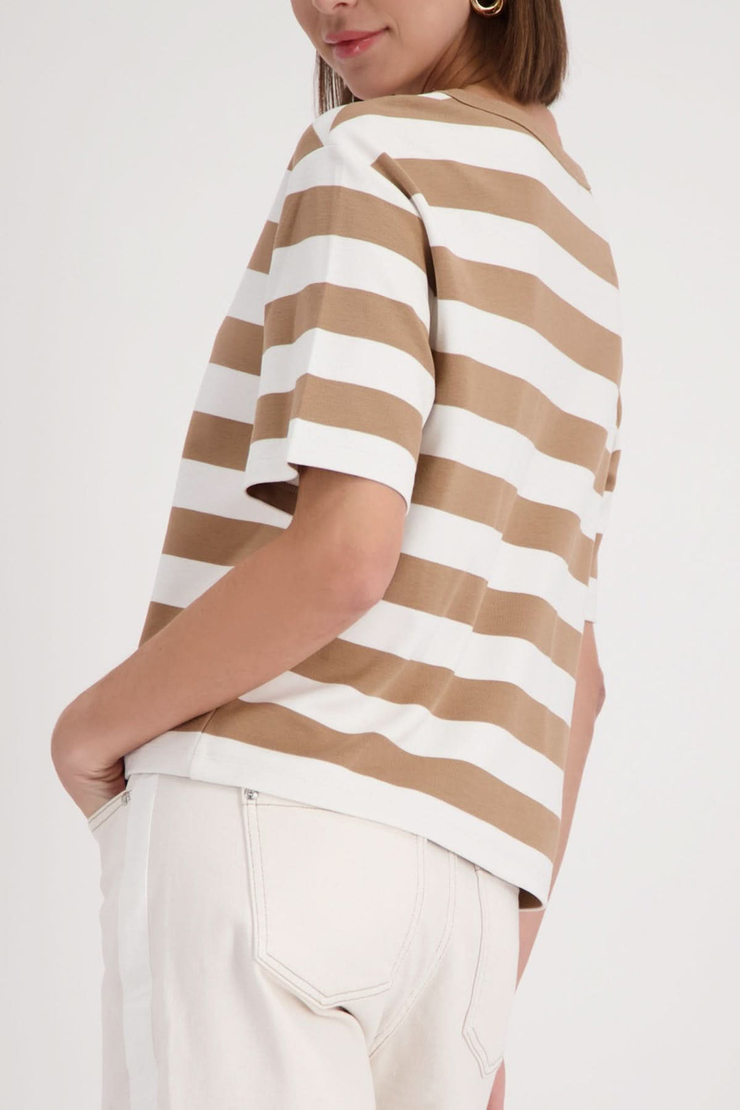 Striped T-shirt with embossed logo