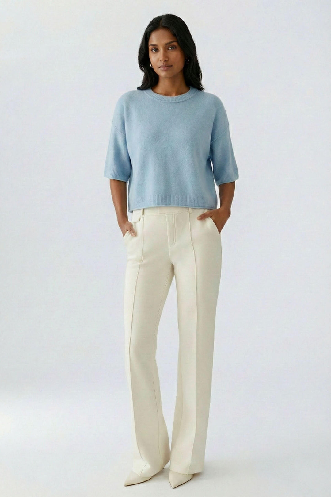 Chandail court en maille douce à manches larges