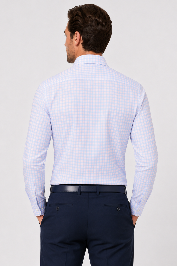 Dress shirt with a refined check pattern