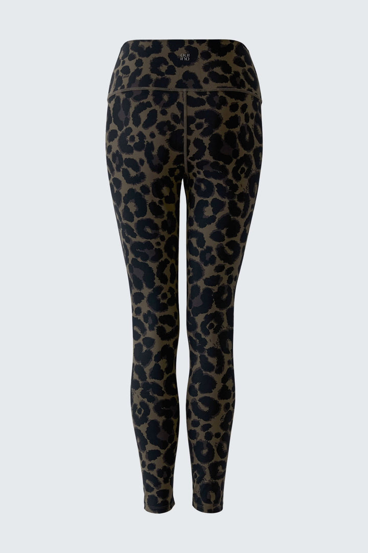 Vue latérale legging léopard pour femme beige à taille haute Oui - Valérie Simon