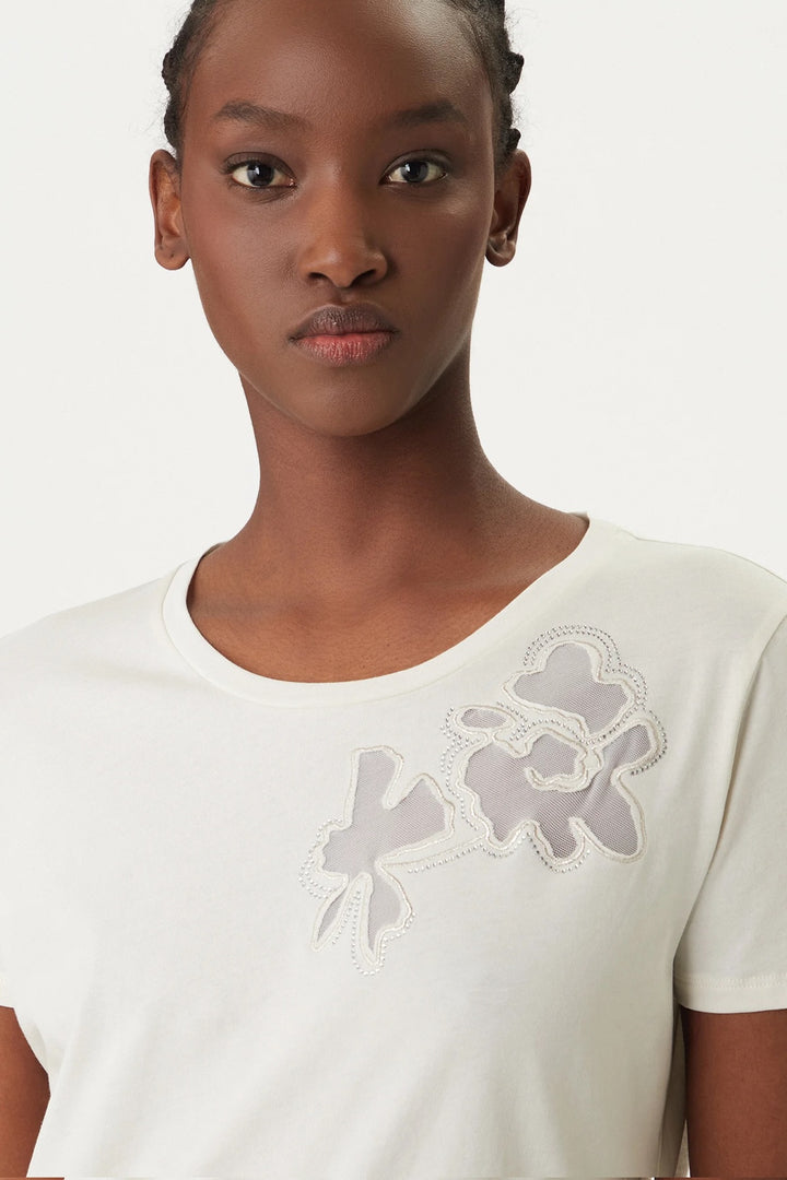 T-shirt avec appliqué floral