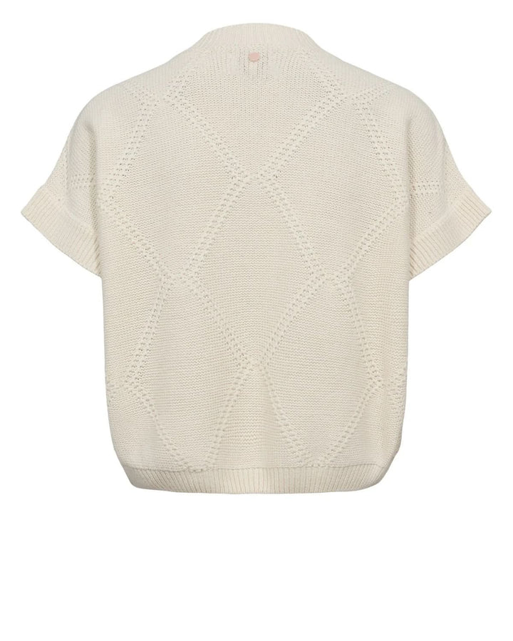 Short-sleeved embroidered knit sweater