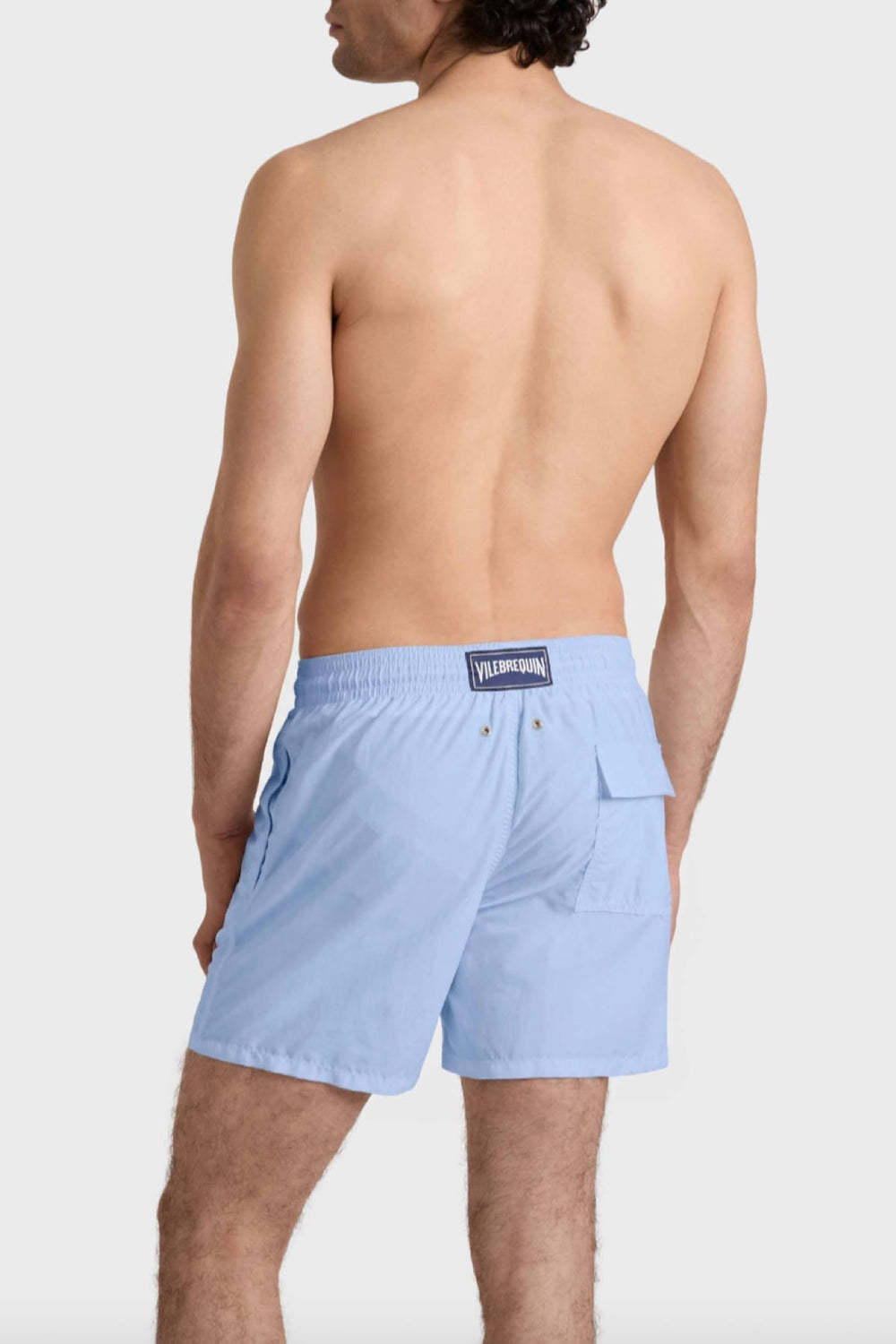 Front view of a green Vilebrequin men's swimsuit with an adjustable drawstring - Valérie Simon