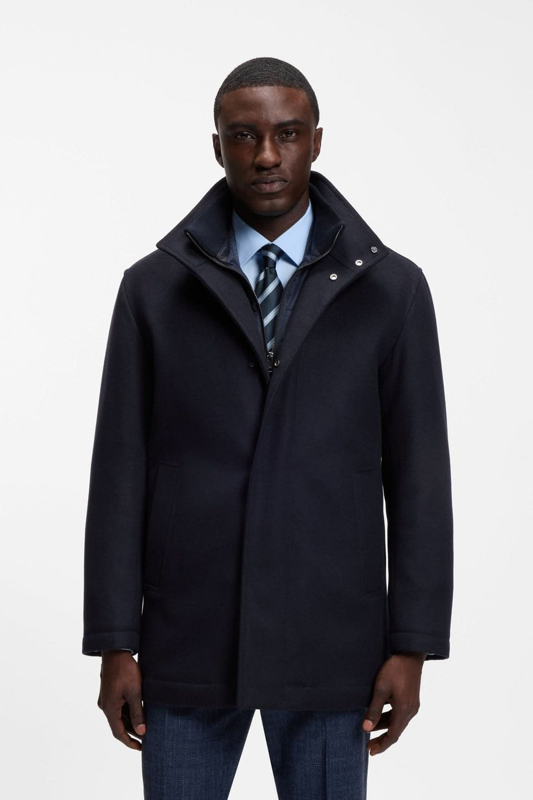 Manteau habillé à col montant vue de face pour homme Hugo Boss