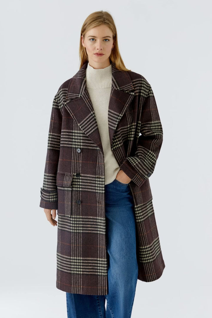 Manteau long à carreaux pour femme Oui