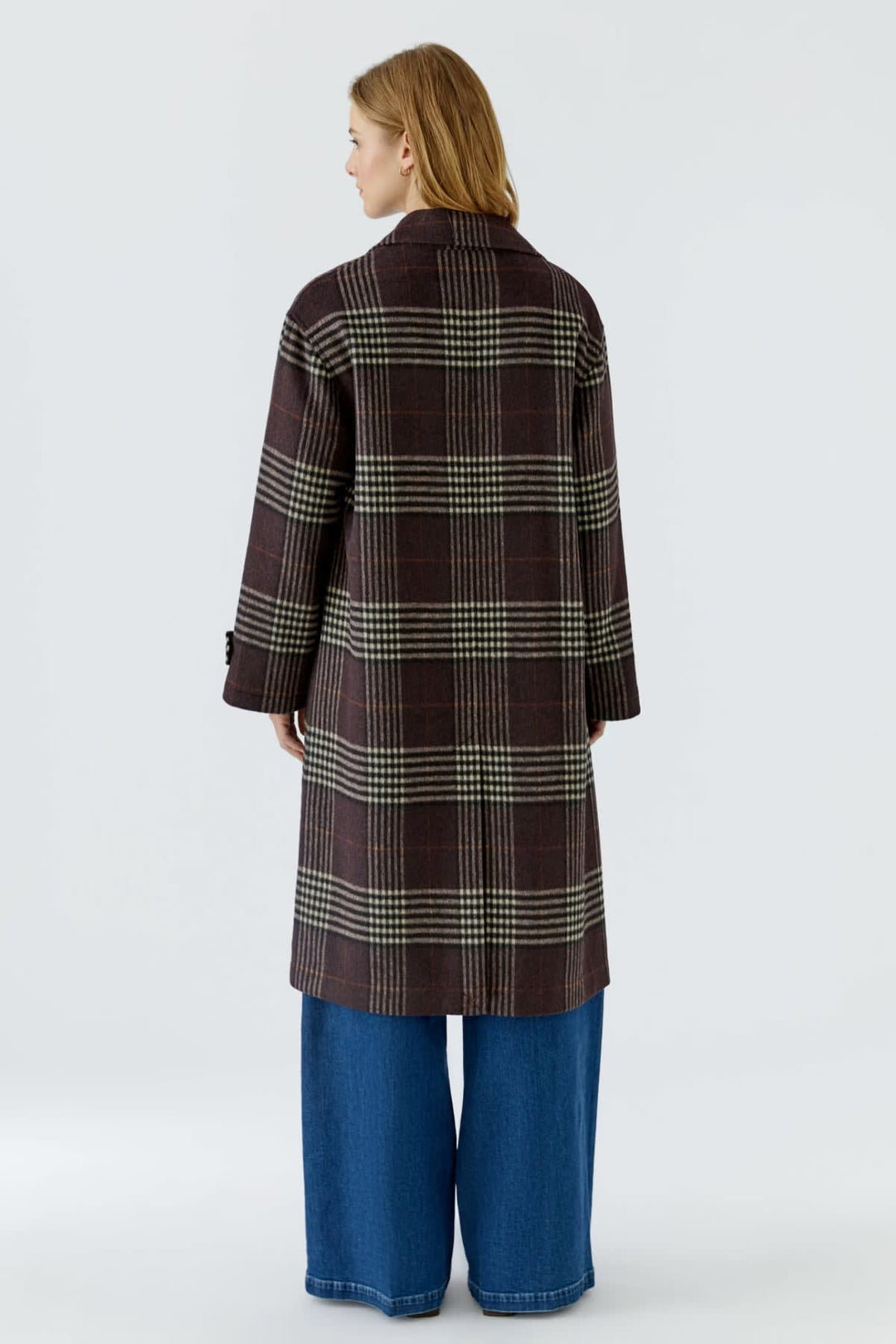Manteau long à carreaux pour femme Oui