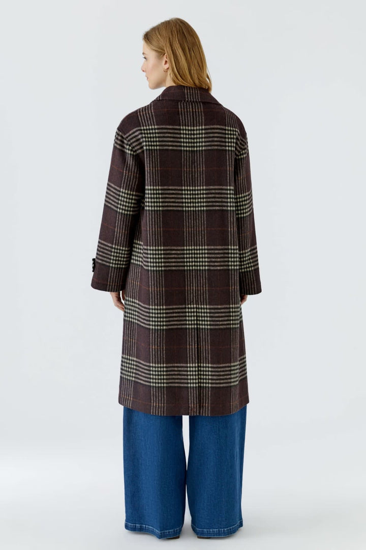Manteau long à carreaux pour femme Oui
