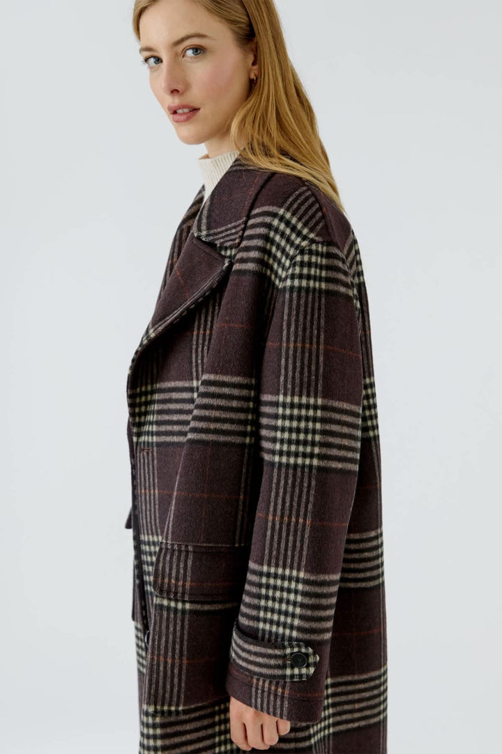 Manteau long à carreaux pour femme Oui