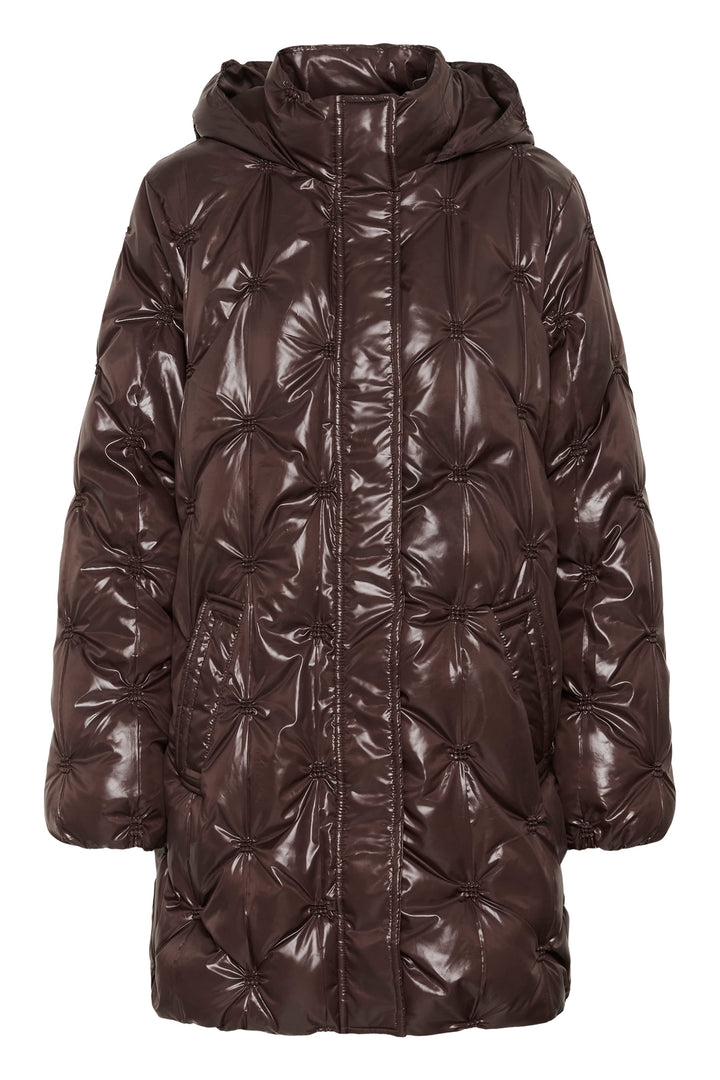 Manteau long matelassé à col montant Drakie pour femme Cream