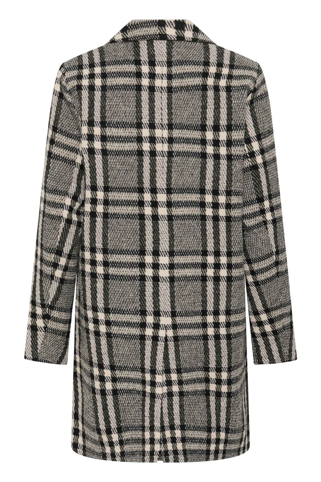 Vue de côté manteau Vibeke à carreaux beige Kaffe pour femme avec col large - Valérie Simon