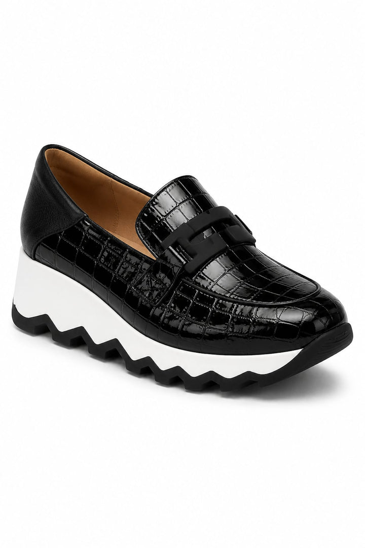 Mocassins en cuir verni à semelle plateforme pour femme Wonder