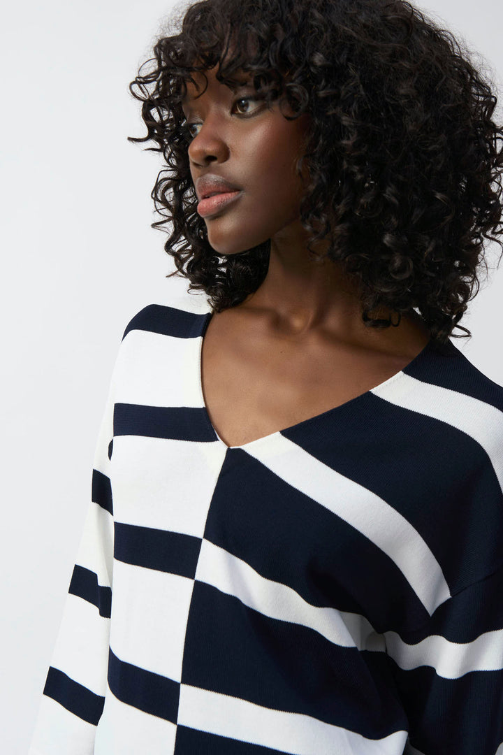 Striped V-neck sweater