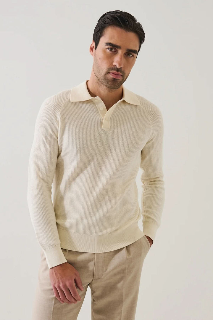 RIBBED KNIT POLO SHIRT
