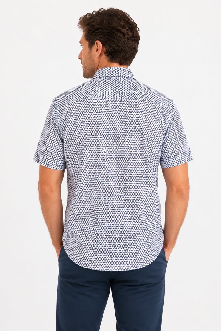Chemise manches courtes imprimée micro motif