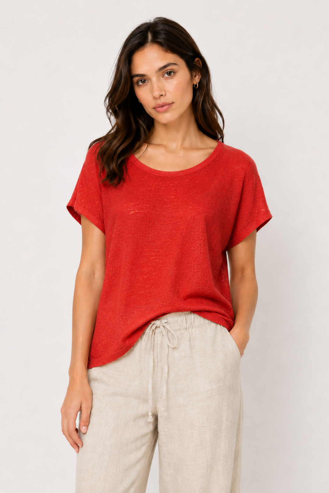 Short-sleeved linen T-shirt