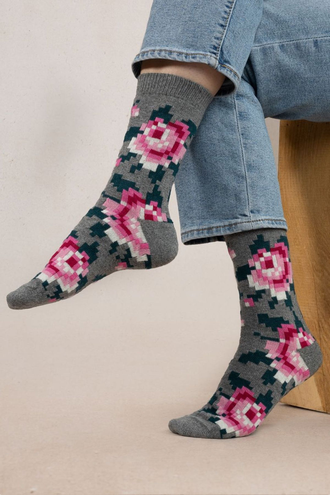 Chaussette Fleurs Pixels