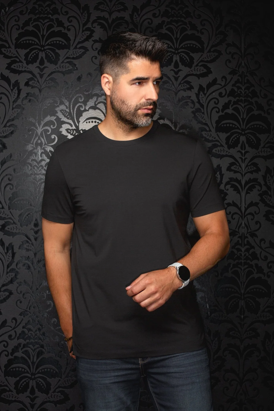 Crew-neck T-shirt in modal and mercerized cotton 