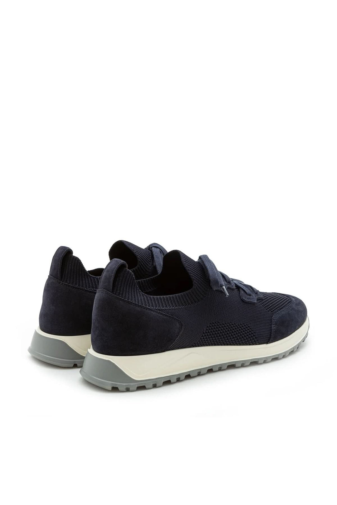 Men's leather and stretch fabric sneakers