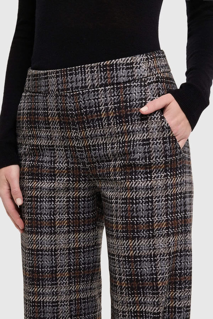Pantalon à carreaux à jambe large vue de face pour femme Mac Jeans