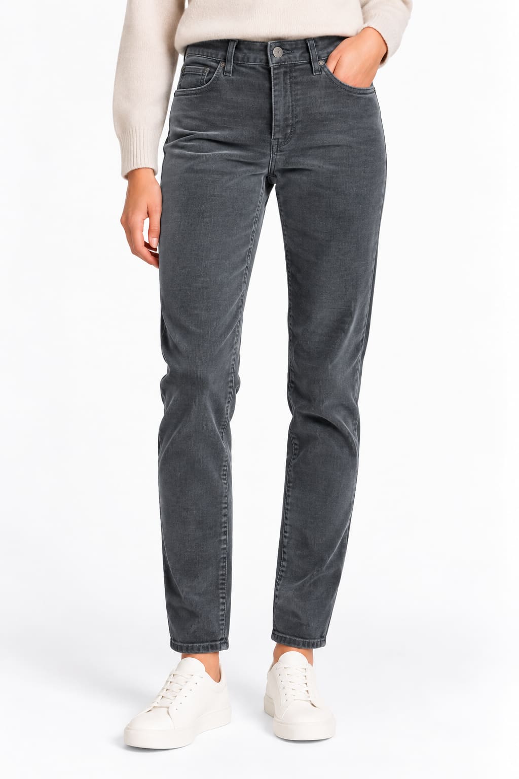 Pantalon chino droit beige vue de face pour femme CARRELI JEANS