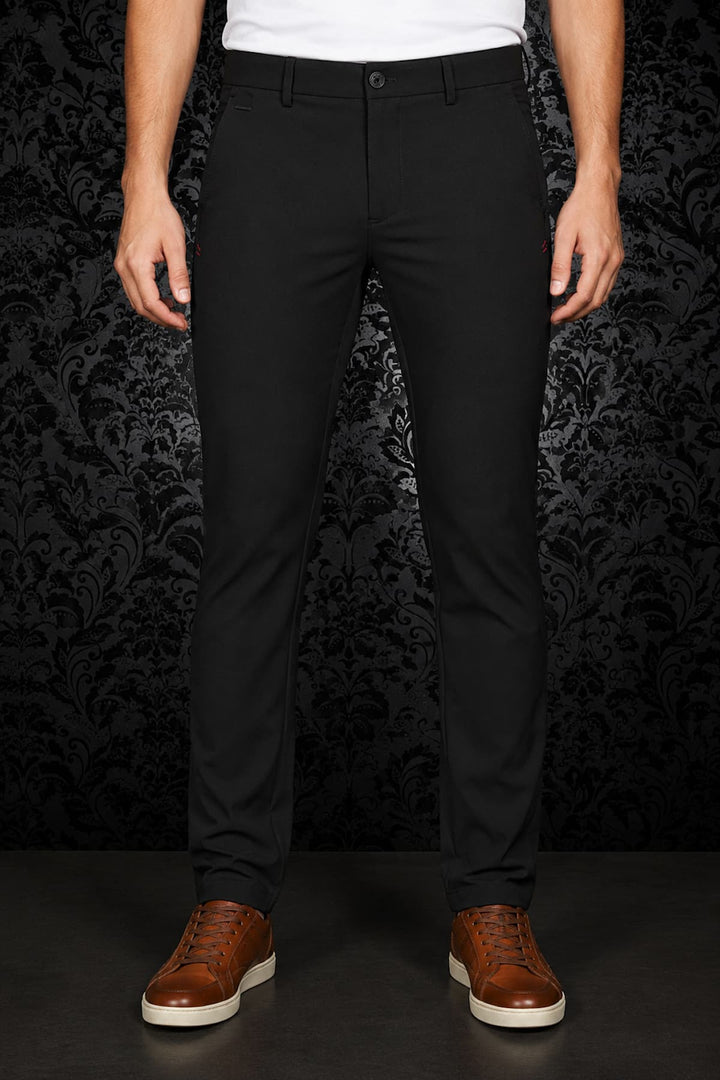 Side view of Carrera gray stretch chino pants for men - Valérie Simon