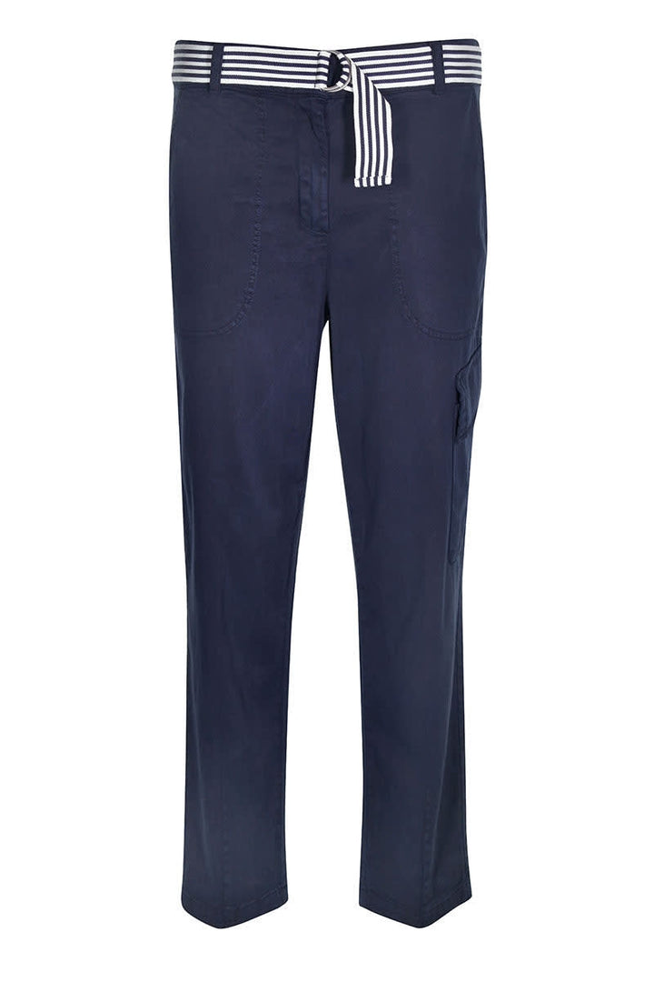 Pantalon chino Laura avec ceinture rayée vue de face pour femme kennys