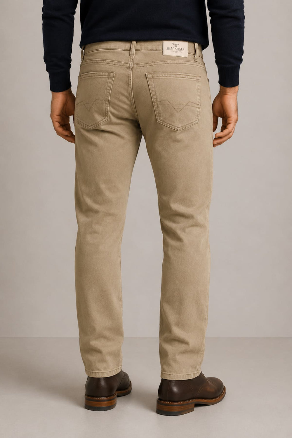Side view of Black Bull stretch five-pocket black jeans for men - Valérie Simon