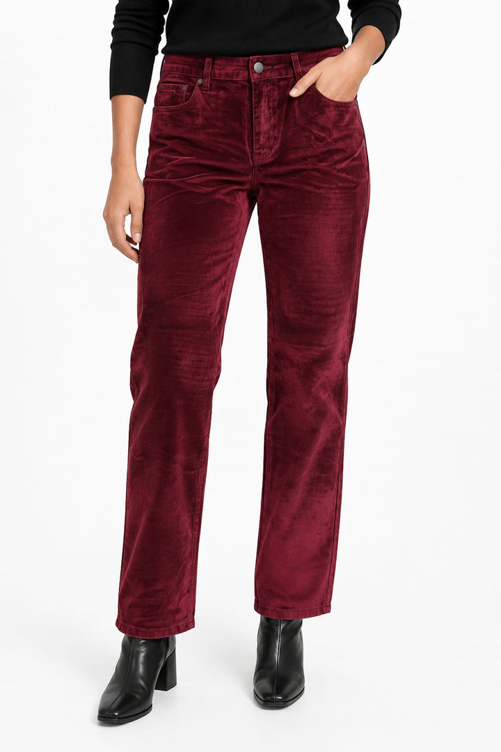 Pantalon droit en velours vue de face pour femme CARRELI JEANS