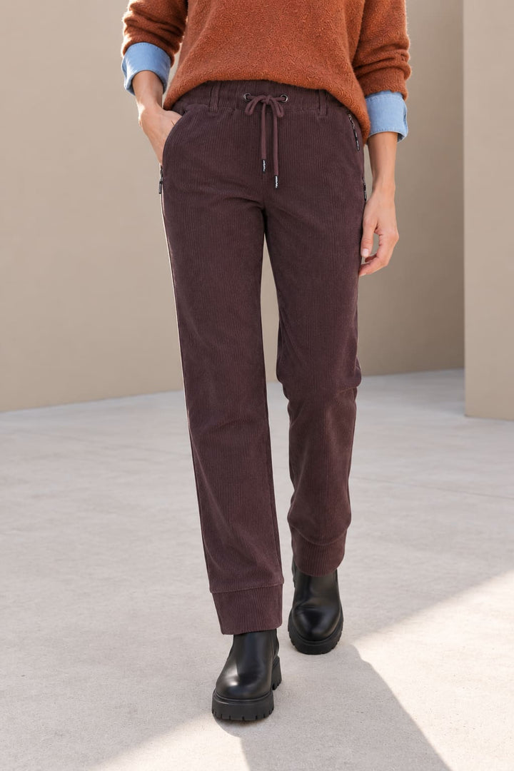 Pantalon en velours côtelé à taille ajustable vue de face pour femme kennys